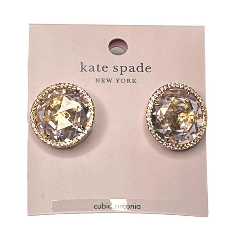 Kate Spade She Has Spark Pave Round Large Stud Earrings Gold